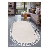 Modern KIREM Dekoratif Örgü Saçaklı Simirna Peluş Halı Yolluk SİMİRNAHALIOVAL GDXFGSGRTYT88U