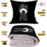 Modern Kız Çizgi Desenli Tv Battaniyeli Opsiyonel Dekoratif Yastık Kırlent 2 In 1 Battaniye - 115 x 170 cm - Renkli