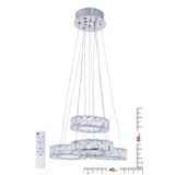 Modern Kristal Taşlı 3Artı1 Halka Sarkıt Led Avize Krom