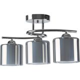 Modern Krom Füme Çift Camlı Dekoratif 3 Lü Sarkıt Avize - Siyah - 1