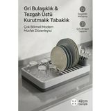 Modern Kurutmalık Tabaklık Gri Tezgah Üstü Bulaşıklık Bardaklık Standı Mutfak