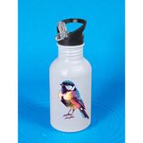 Modern Kuş Baskılı Matara Suluk 600 ml - Kız Çocuk Suluk, Kız Sulukları
