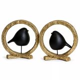 MODERN KUŞ BİBLO SİYAH DETAYLI GOLD HALKALI DEKORATİF OBJE 2 Lİ SET SANATSAL MİNİMALİST MASA ÜSTÜ DEKOR DAYANIKLI POLYESTER
