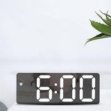 Modern LED Dijital Masa Saati Alarm Termometre Tarih Aynalı Masaüstü Saat Siyah Plastik Digital - Genel