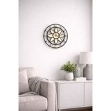 Modern Lotus Desenli Siyah-Gold Ayna Pleksi Dekoratif Duvar Saati - Sessiz Mekanizma Z36SS212601