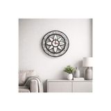 Modern Lotus Desenli Siyah-Gumus Ayna Pleksi Dekoratif Duvar Saati - Sessiz Mekanizma Z36SS212601