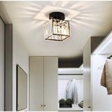Modern Luxury Plafonyer Tavan Kristal Taşlı Avize Kare Hol Antre Avize Siyah 1 Siyah