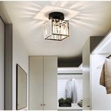 Modern Luxury Plafonyer Tavan Kristal Taşlı Avize Kare Hol Antre Avize Siyah - Ahşap - Seçenek 1