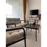 Modern Mars Balkon, Bahçe, Cafe - Salon - Metal Kanepe Koltuk Takımı - 2+1+1 + Sehpa Krem Modernsh55 Krem