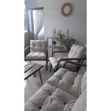 Modern Mars Balkon, Bahçe, Cafe - Salon - Metal Kanepe Koltuk Takımı - 2+1+1 + Sehpa Krem Modernsh60 Krem
