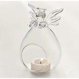 Modern Melek Tasarımlı Cam Mumluk, 7x11 cm, Şeffaf, Dekoratif Tealight Mum Tutucu