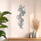 Modern Metal Duvar Dekoru Soyut Çizgisel Minimalist Salon Ofis Yatak Odası Süsü (silver, 110x45)