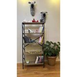Modern Metal Kitaplik 5 Rafli Cok Amacli Dosya Kitap Rafi Ofis Salon Raf 150 Cm Ceviz