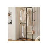 Modern Metal Siyah Bölmeli Konfeksiyon Elbise Askılığı Ayaklı Askılık 175*74*32 Cm 1091-Cn