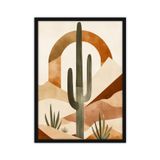 Modern Minimal Maximal İlistrasyon Soyut Bohem Ahşap Çerçeveli Tablo Çerçeveli Poster Ev Dekorasyonu Duvar Dekoru Ahşap 30 x 40 Kaktus_1