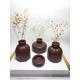 Modern Minimal Vazo Set 3'lü, Ev & Ofis Hediyelik, Dekoratif Obje, Chocolate Kahve