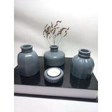 Modern Minimal Vazo Set 3'Lü, Ev & Ofis Hediyelik, Dekoratif Obje, Gri