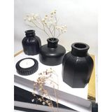 Modern Minimal Vazo Set 3'Lü, Ev & Ofis Hediyelik, Dekoratif Obje, Siyah