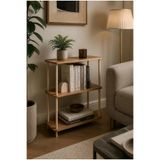 Modern Minimalist 3 Raflı Kitaplık Ahşap Ayaklı Çok Amaçlı Dekoratif Salon Ofis Düzenleyici Raf (Atlantik çam)