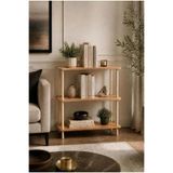 Modern Minimalist 3 Raflı Kitaplık Ahşap Ayaklı Çok Amaçlı Dekoratif Salon Ofis Düzenleyici Raf (Safir Meşe Bal Meşe)