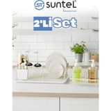 Modern Mutfak Düzenleyici 2'li Set, Bulaşıklık ve Sıvı Sabunluk - Antrasit - Seçenek 1