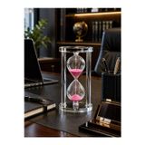 Modern Ofis Masa Üstü Biblosu Cam Kum Saati 10 Dakikalık Zamanlı Pembe Kum Dekoratif Hediye 14.5x8CM
