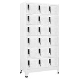 Modern Ofis Saklama Dolabı - Dolap 18 Kapı, Beyaz Çelik 90 x 40 x 180 cm, Anahtar Kilidi, Okul, Oturma Odası, Koridor için Havalandırmalı Tasarım - Güvenli ve Şık Organizasyon