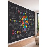 Modern Ofis ve Girişimcilik Temalı Renkli İnovasyon Diyagramlı Tekstil Duvar Kağıdı, 200 x 250