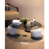 Modern Orta Sehpa & Küre Sehpa & Top Sehpa & Füme Yuvarlak Cam & Beyaz Top