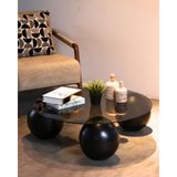 Modern Orta Sehpa & Küre Sehpa & Top Sehpa & Füme Yuvarlak Cam & Siyah Top