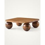 Modern Orta Sehpa & Küre Sehpa & Top Sehpa & Kalın MDF Kare Ceviz & 4 Ceviz Top