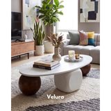 Modern Orta Sehpa & Küre Sehpa & Top Sehpa & MDF Fasulye Beyaz & 2 Ceviz Top - 1 Beyaz Zar