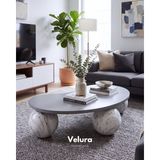 Modern Orta Sehpa & Küre Sehpa & Top Sehpa & MDF Fasulye Gri & Pleksi Traverten Top