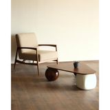Modern Orta Sehpa & Küre Sehpa & Top Sehpa & MDF Üçgen Ceviz & 2 Ceviz Top - 1 Beyaz Zar