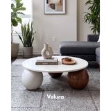 Modern Orta Sehpa & Küre Sehpa & Top Sehpa & MDF Yuvarlak Beyaz & 2 Ceviz Top - 1 Beyaz Top
