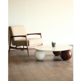Modern Orta Sehpa & Küre Sehpa & Top Sehpa & MDF Yuvarlak Beyaz & 2 Ceviz Top - 1 Beyaz Top