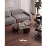 Modern Orta Sehpa & Küre Sehpa & Top Sehpa & Şeffaf Fasulye Cam & Koyu Ceviz Zar