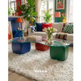 Modern Orta Sehpa & Küre Sehpa & Top Sehpa & Şeffaf Fasulye Cam & Mavi - Kırmızı -Yeşil Zar