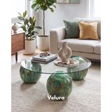 Modern Orta Sehpa & Küre Sehpa & Top Sehpa & Şeffaf Yuvarlak Cam & Jungle Top