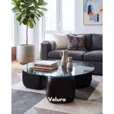 Modern Orta Sehpa & Küre Sehpa & Top Sehpa & Şeffaf Yuvarlak Cam & Siyah Zar