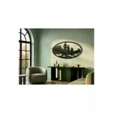 Modern Oval Çam Ormanı Ve Geyik Motifli Estetik Metal Duvar Panosu
