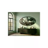 Modern Oval Geyik Ve Dağ Manzaralı Estetik Metal Duvar Panosu