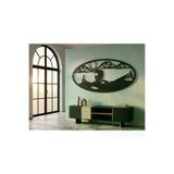 Modern Oval Geyik Ve Dağ Motifli Estetik Metal Duvar Panosu