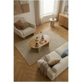 Modern Oval Orta Sehpa Minimal Ahşap Salon Sehpası Şık Tasarım (Safir Meşe)