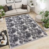 Modern Pamuklu Halı Örtüsü Savan 6m2 Dokuma 200X300 Lastiksiz - Antrasit - 200 x 300 cm