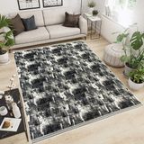 Modern Pamuklu Halı Örtüsü Savan 6m2 Dokuma 200X300 Lastiksiz - Siyah - 200 x 300 cm