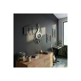 Modern Piyano Tuşlu Ve Sol Anahtarı Motifli Estetik Metal Duvar Panosu