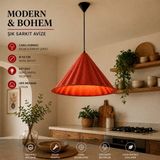 Modern (Premium) Bohem Kırmızı Sarkıt Avizesi 50 cm Mutfak Salon Oturma Odası Şık Modelleri E27 Duy - 1