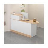 Modern Resepsiyon Masası Dolaplı Modern Resepsiyon Masası, Şık Ödeme Sayacı Ofisler Alışveriş Merkezleri ve Mağazalar için Ön Büro Resepsiyon Sayacı, (beyaz ve Ahşap, SAĞ_100CM)