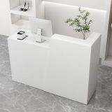 Modern Resepsiyon Masası, Kilitlenebilir Çekmeceli Modern L Şekilli Resepsiyon Masası, Ofis Güzellik Salonları için Şık Ahşap Resepsiyonist Masası, (Beyaz - Sol, 80 cm)